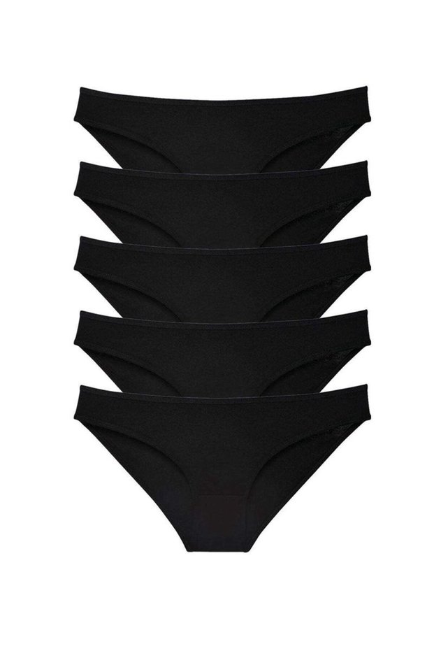 Glb-Stl41414 5 Pieces Super Eco Set Lycra Women's Slip Panties Black