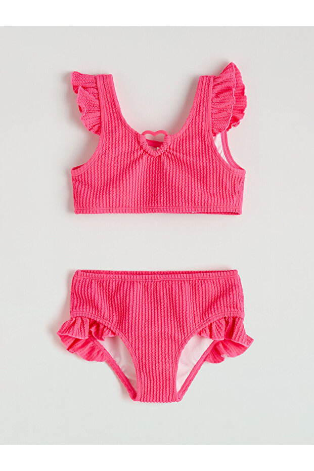 Alita City Heart Detailed Ruffled Girl's Bikini with a Difference