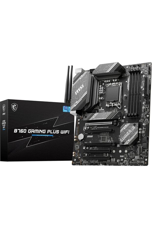 لوحة أم B760 GAMING PLUS WIFI، بتصميم ATX - تدعم معالجات إنتل من الجيل الثاني عشر والثالث عشر