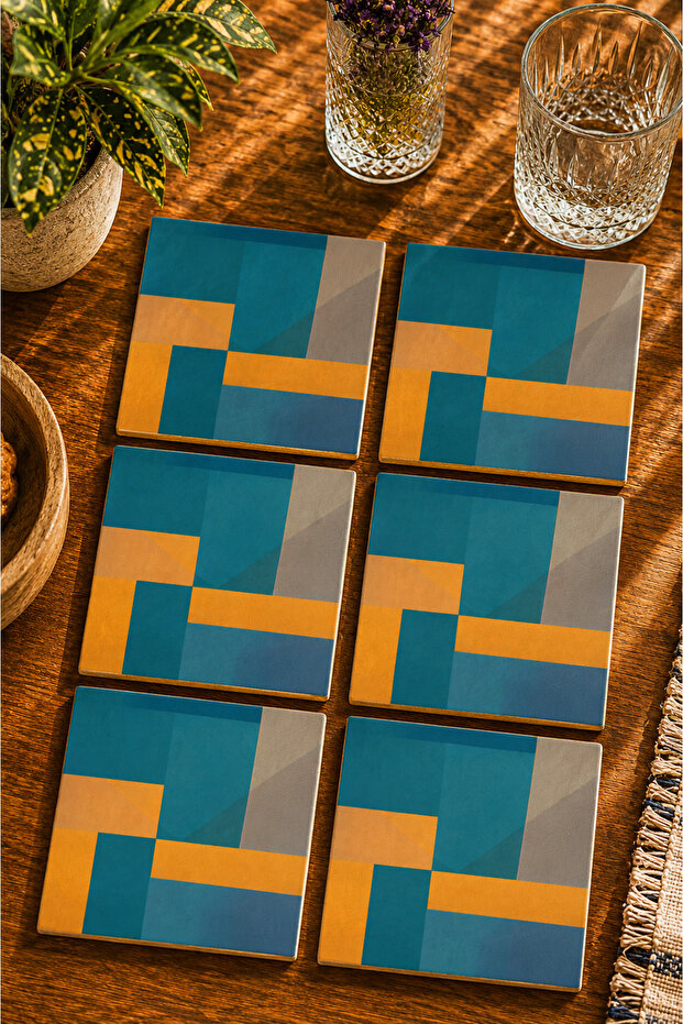 Modern Design Set of 6 Coasters - Uv Printing Mdf - 10X10 cm