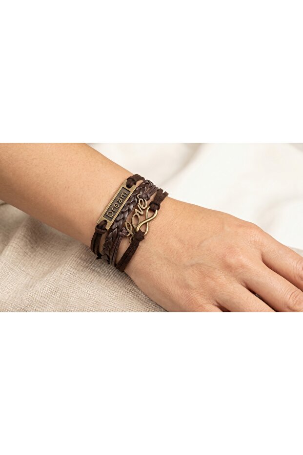 Women’s Charm Multi-Layer Bracelet – Braided Leather Style Wristband