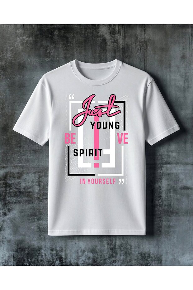 Just Be Young Motivation Printed Oversize T-Shirt