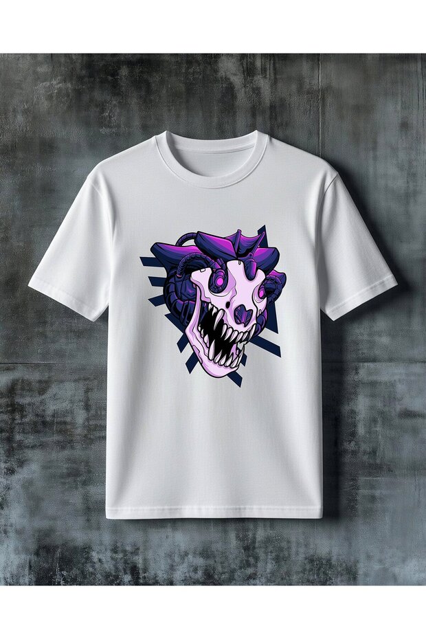 Demon Head Magenta Printed Oversize T-Shirt