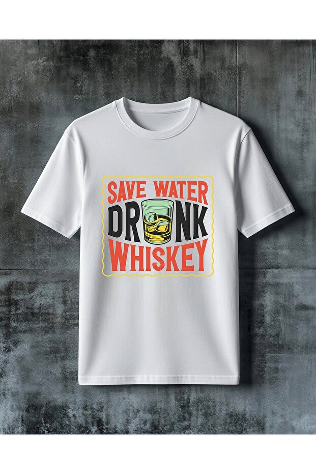 Save Water Whiskey Printed Oversize T-Shirt