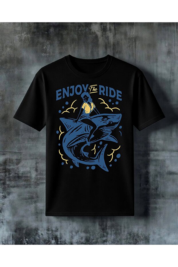 استمتع بارتداء تي شيرت كبير الحجم مطبوع عليه "enjoy ride kopek baligi"