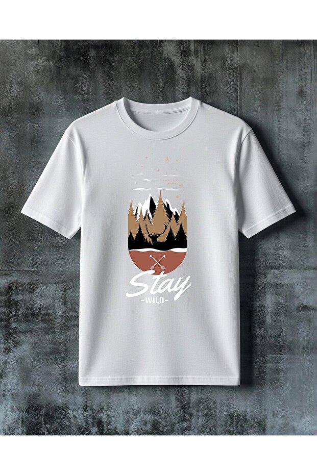 Forest Deer Printed Oversize T-Shirt
