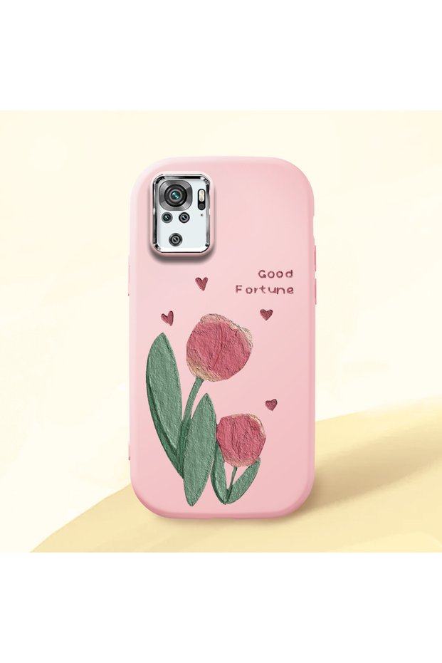 Redmi Note 10 4G/Note 10S Compatible Shock-Absorbing Camera Protected Pink Silicone Case