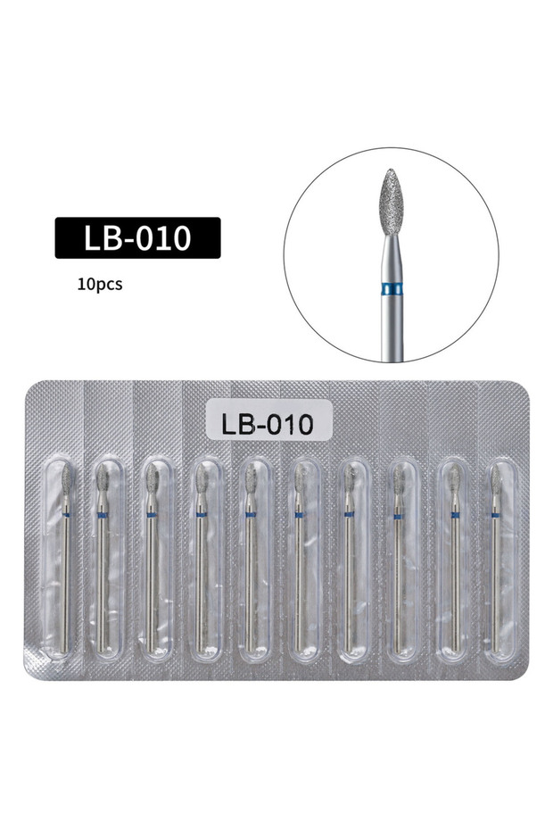 LB-010-10pcs 10Pcs/set Diamond Nail Drill Bit Set Nail Diamond Milling Cutter for Manicure 3/32" Bur