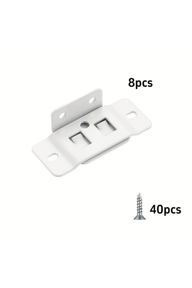 white 8pcs 4 Pair Metal Fixing Buckle Two in One Insert Furniture Laminate L Shaped 90 Degree Connec