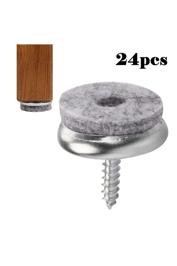 A 24PCS Furniture Felt Glides Floor Chair Leg Pads Protection Mat With Firmly Screwed Table Chair F.