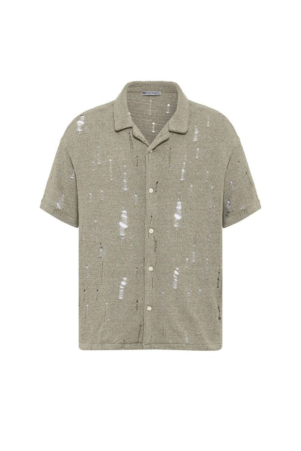 Oversize Perforated Knitwear Shirt