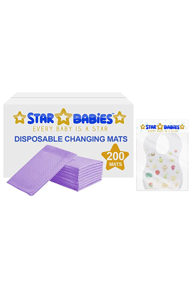 - Disposable Changing Mat 200pcs & Disposable Bibs 10pcs