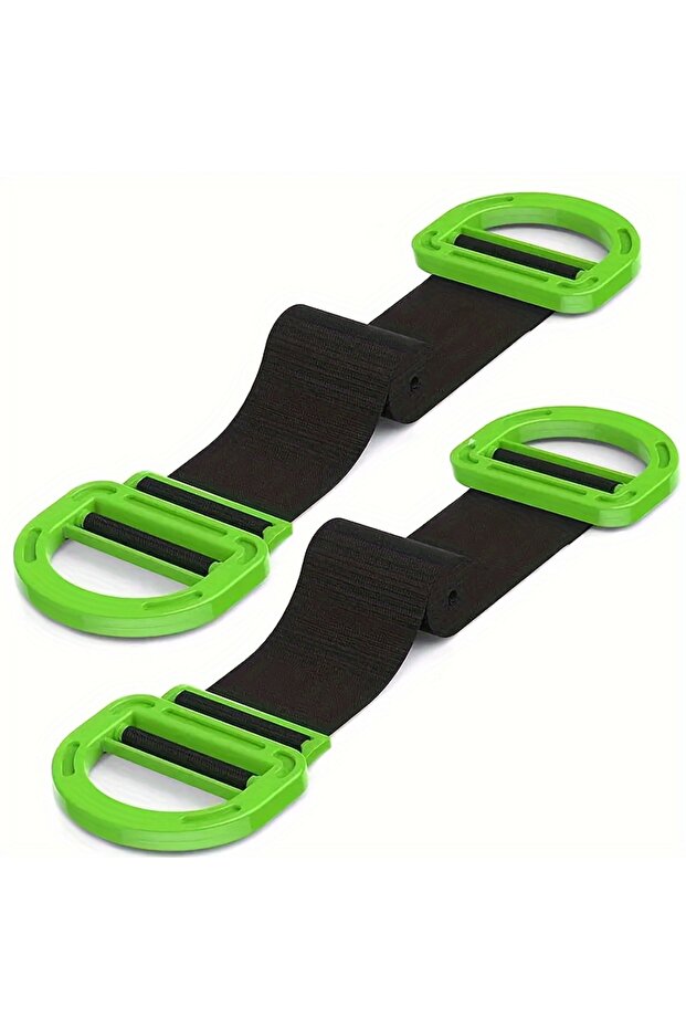 green-2 2-Piece heavy-duty furniture lifting straps - green plastic handle and black fabric with rai