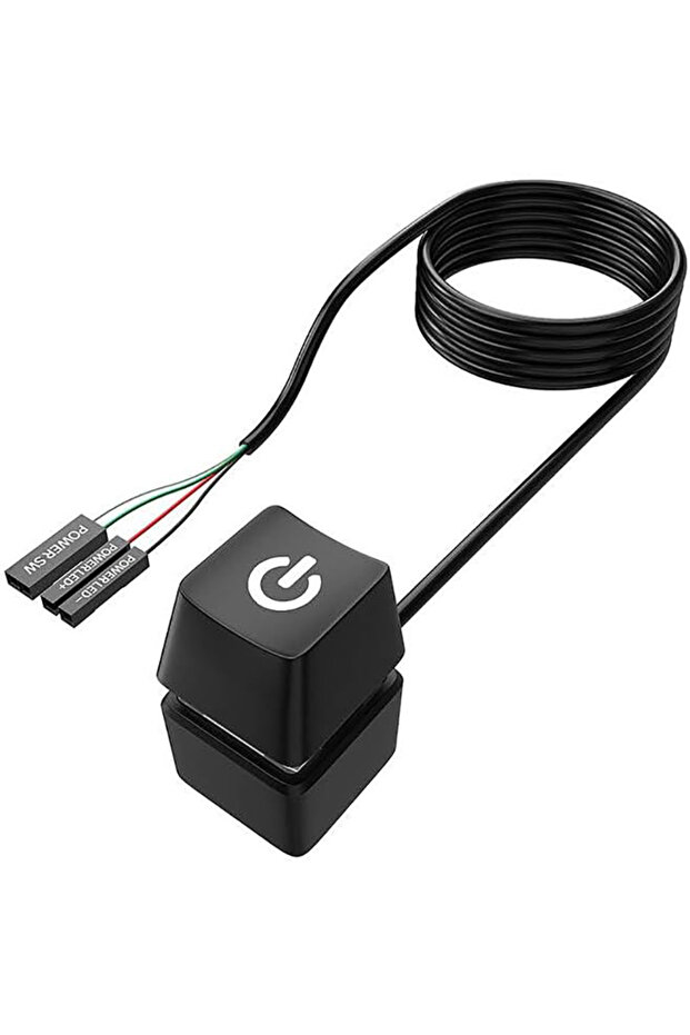 زر تشغيل/إيقاف خارجي للكمبيوتر المكتبي بطول 2 متر، أسود اللون مع مؤشر LED أزرق للوحة الأم