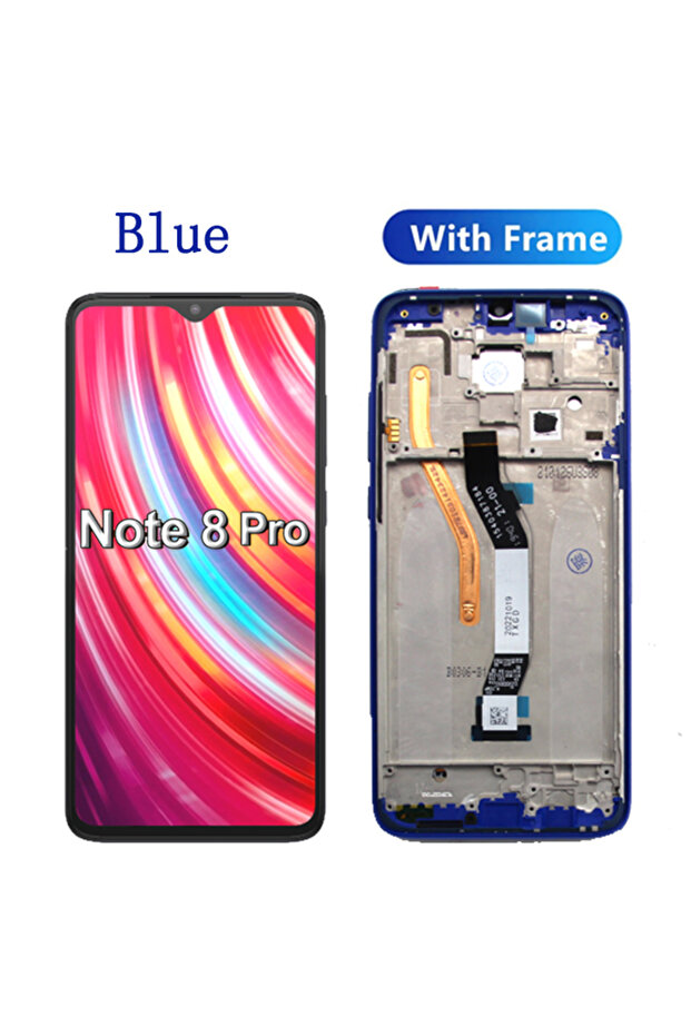 شاشة عرض جديدة بإطار أزرق لهاتف Redmi Note 8، شاشة LCD تعمل باللمس مع مجموعة محول رقمي لهاتف R