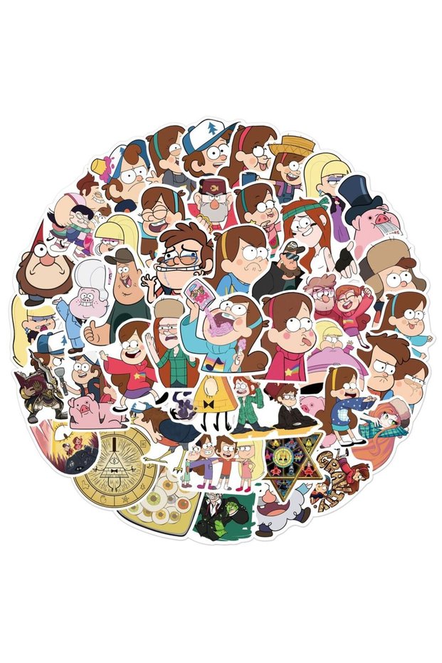 50pcs 50Pcs Gravity Falls Stickers Cute Anime Decals For Skateboard Phone Luggage Laptop Fridge Kids