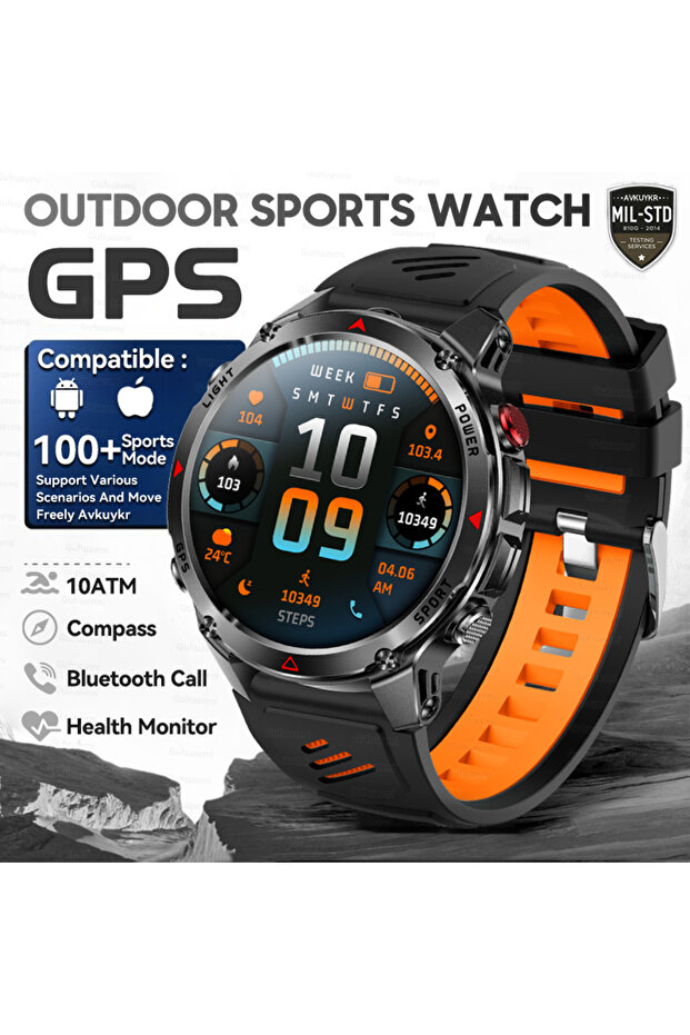 Dual Band GPS Black Orange T-Rex 3 Pro Grade AGPS Smart Watch 10ATM Waterproof Dual-band GNSS Compa