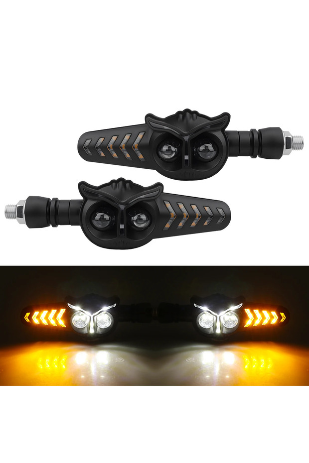 White Yellow 2PCS Motorcycle LED Turn Signal Light 12V 24V Safe Flashing Indicator Lamp Tail Brake L