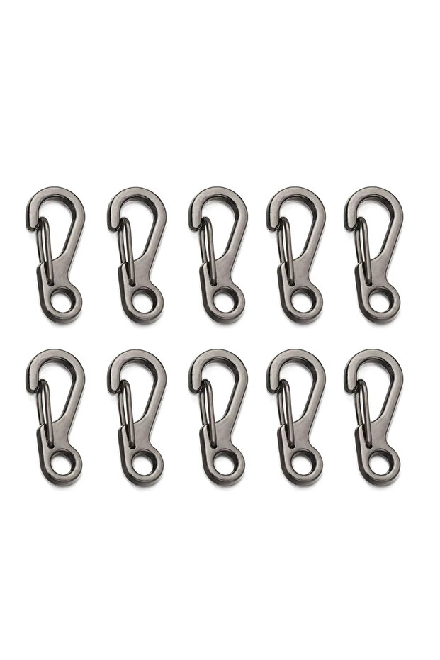 grey 10PC 4/10Pcs Carabiner D-Ring Key Chain Spring Clips Mini Aluminium Alloy Hang Buckle Survival