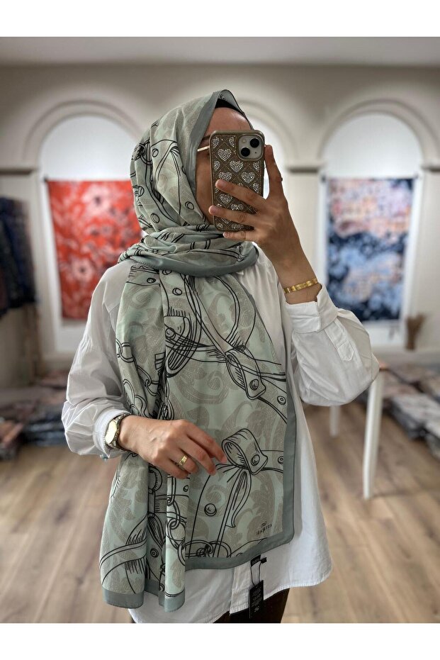 شال ناعم بنمط سلسلة - لون النعناع