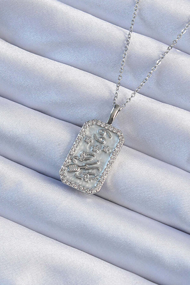 316L Steel Chain Silver Color Zircon Stone Framed Tarot Necklace 5886 - Teolsa8689-7785