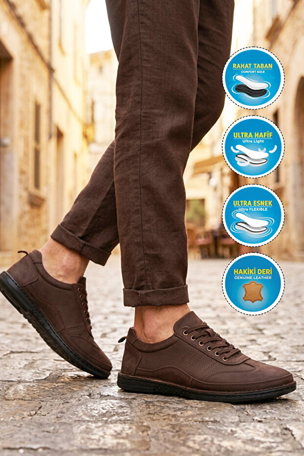 Brown Genuine Leather Men's Casual Shoes 2299 m