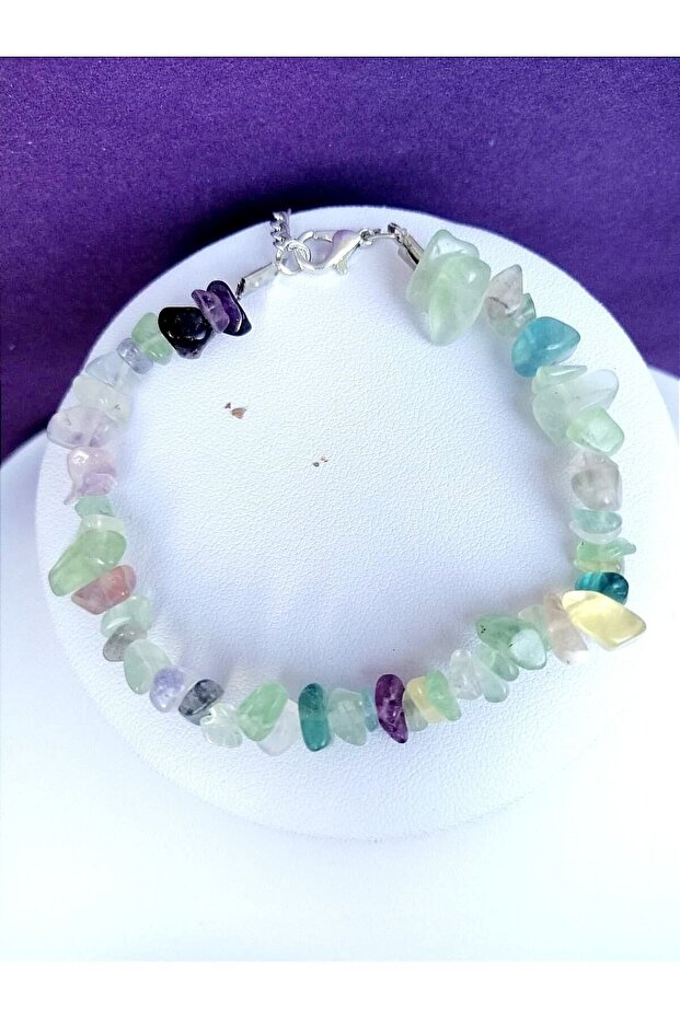 Fluorite Bracelet - Natural Stone Jewelry - Real Fluorite Broken Natural Stone