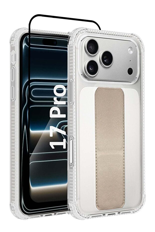 2 Packs Finger Grip Clear Case Cover for iPhone 17 Pro - Kickstand, Magnetic Holder, Screen Protector