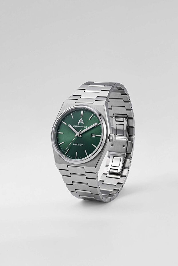 Men's Analog Steel Cord Wrist Watch Silver/Green