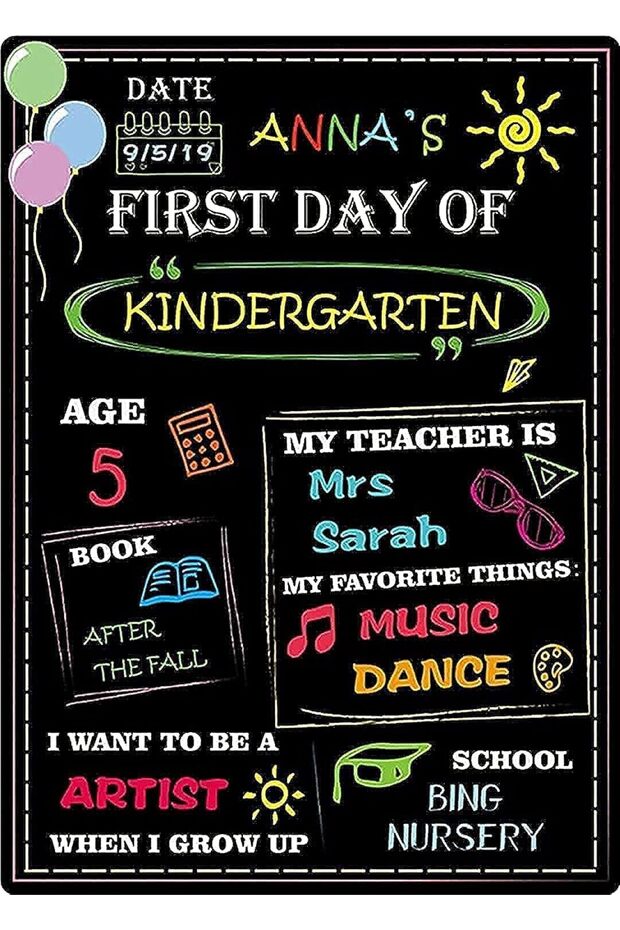 SuperDuo First Day of School Chalkboard Wooden Signs 10 x 14 Inch Photo Prop for Boys & Girls, Easy Clean School Signs for Kids First Day