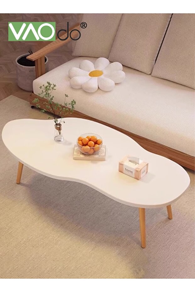 Modern Coffee Table, Cloud-Shape Table for Small Space, Minimalist Display Low Table, Easy to Assemb