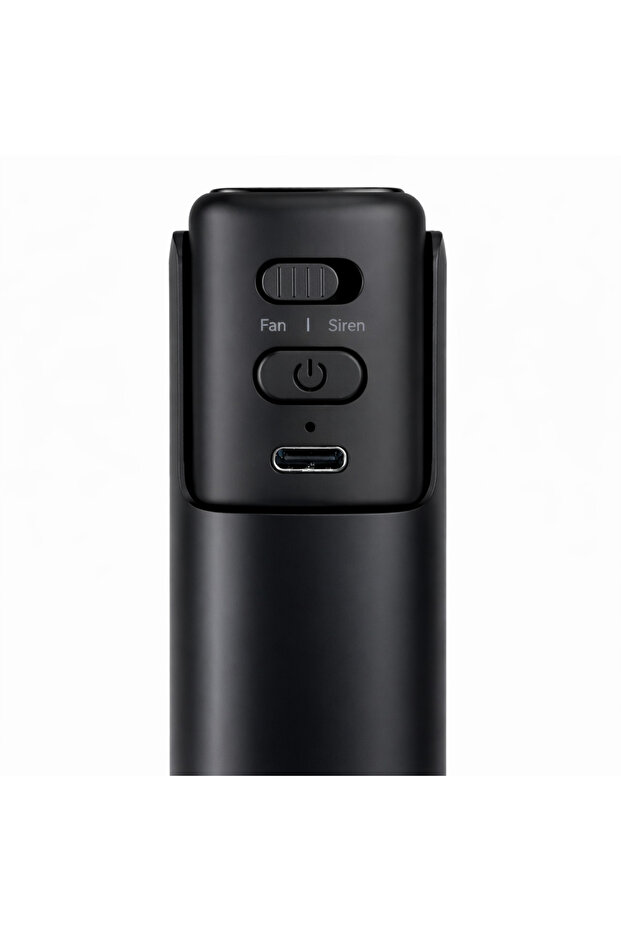 4-in-1 Portable Mini Fan Power Bank Alarm Torch Rechargeable Emergency Handheld Device with Type-C Charging Black