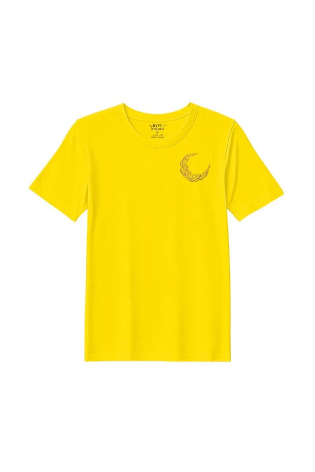 Eid T-Shirt - Golden Crescent Noor Embroidered Design, Premium Polycotton, Breathable Unisex Festive Wear for Men & Women