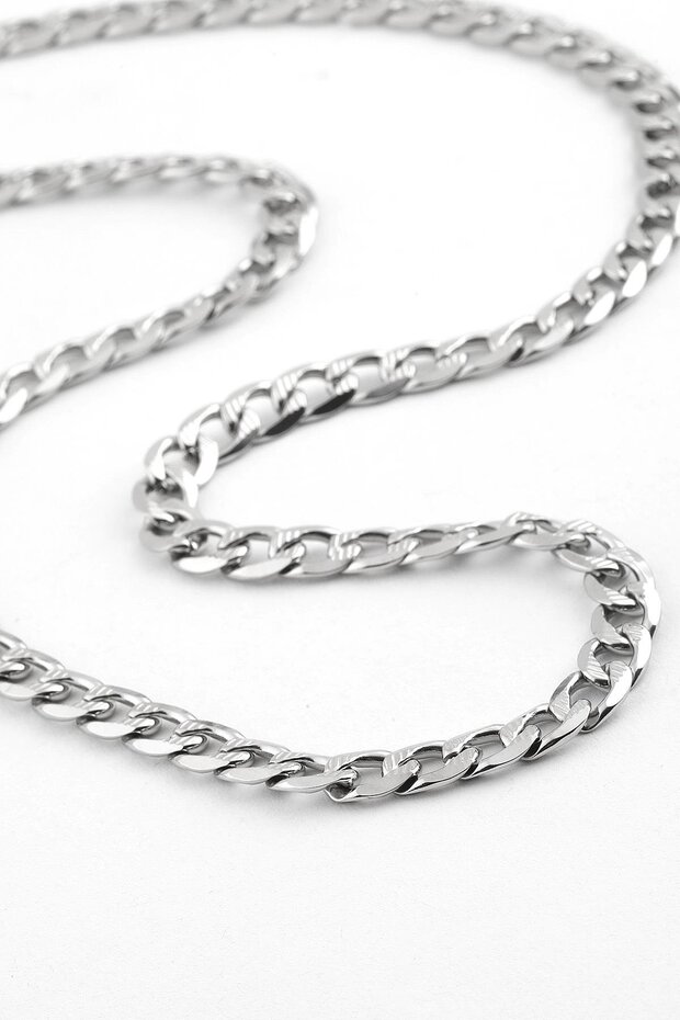 316 L Stainless Steel - Anti-Allergic - Non-Tarnishing - Silver Color - Size: 60 cm - Men's Necklace