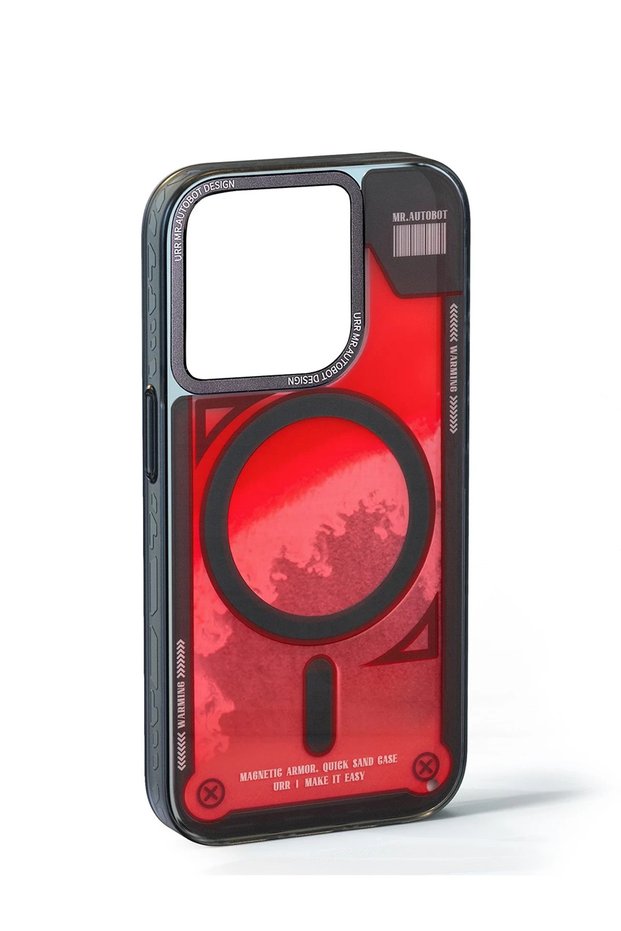 Urr Overflowing Sands Clear Magsafe Cover Compatible with iPhone 15 Pro - Red