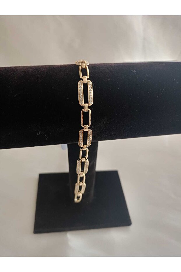 Steel Rectangular Bracelet with Stones