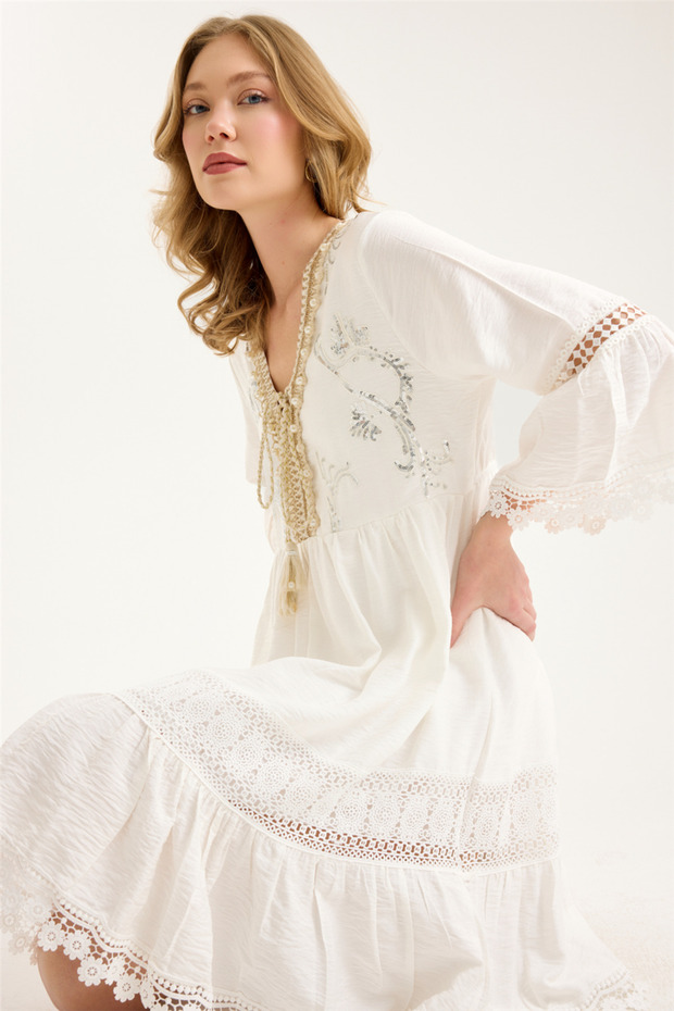 Pearl Border Trim Dress