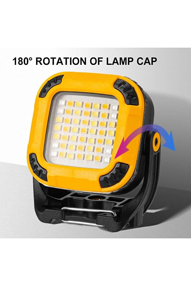 LED Rechargeable Floodlight, 49 LED Chips, 1200mAh Battery, Magnetic Base, Multi-Level Brightness, for Camping, Hiking, Emergency, Home Use