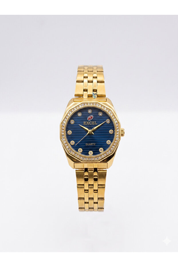 KVOGUES OCTAGONAL WITH DIAMONDS EX-2101 L BLUE DIAL - WOMEN'S QUARTZ