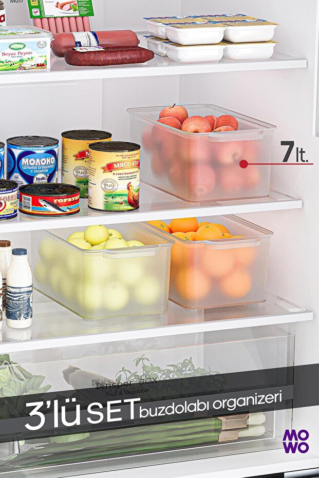 3 قطع منظم ثلاجة سعة 7 لتر، منظم للمطبخ، منظم للحمام، منظم، حاوية تخزين