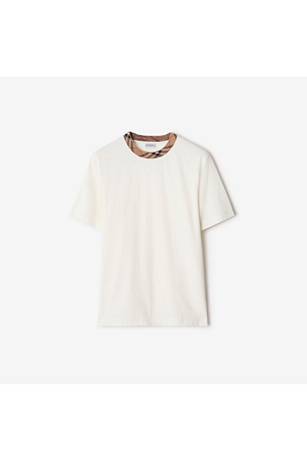 Plaid Edged Cotton T-Shirts