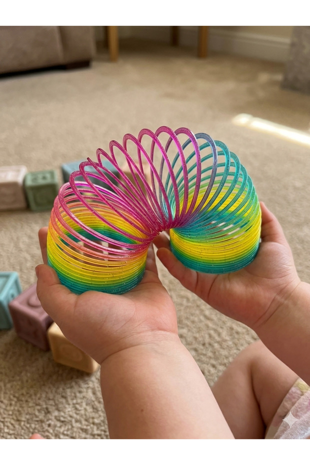 Big Size Glittery Rainbow Stress Spring Toy Stress Spring - 8 cm in Diameter - 1 Piece