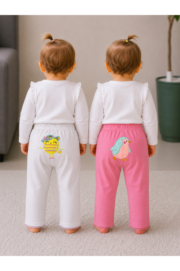 100% Cotton Cute Baby 2-Piece Leggings with Butt Figure