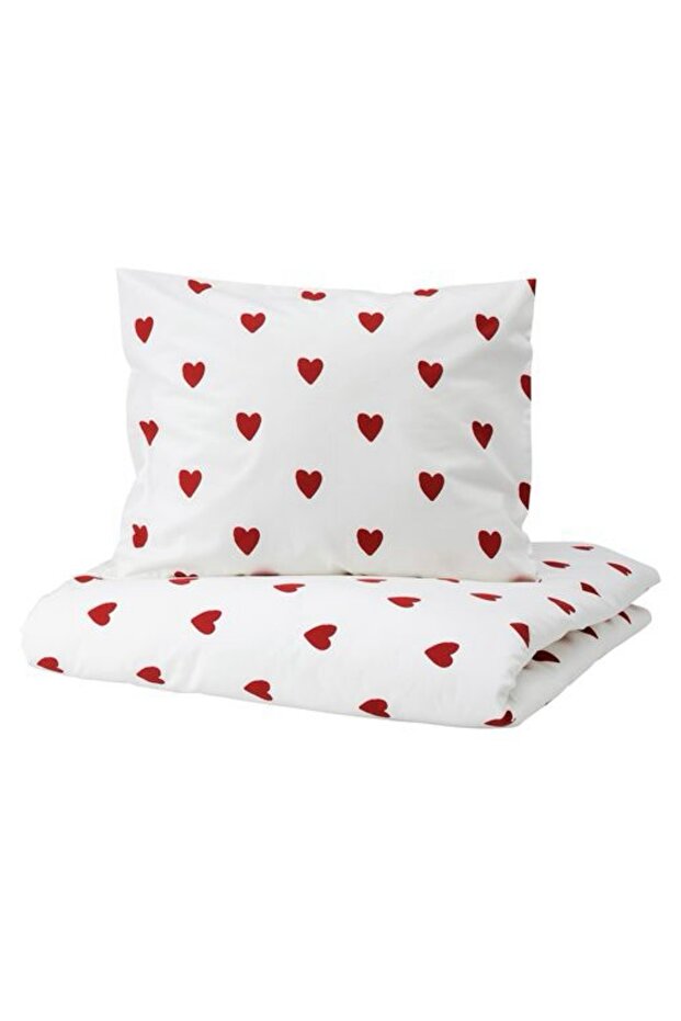 Barndröm Single Duvet Cover Set, White-Red, 150X200/50X60 cm