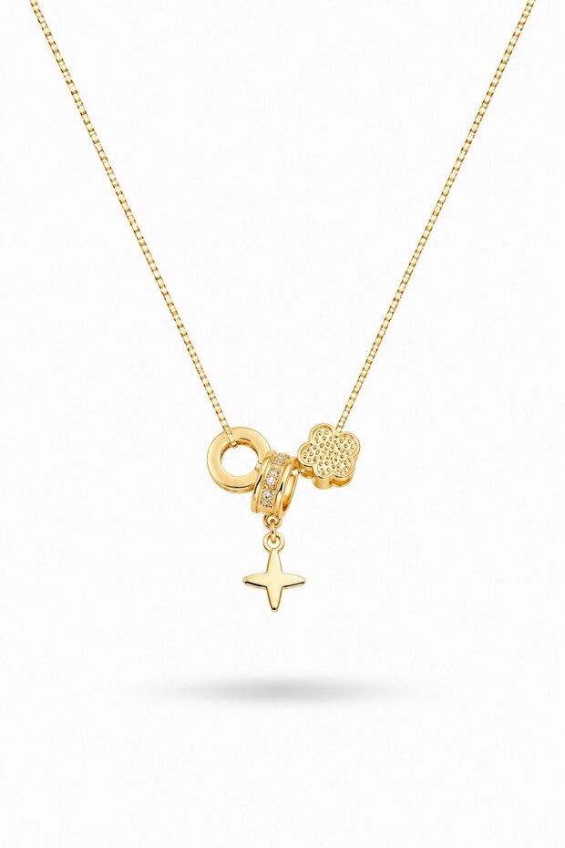 Gold Color Brass Minimal Charm Women's Necklace