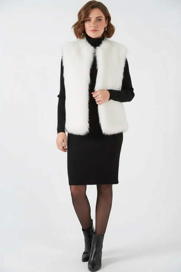 Women's Fur White Vest