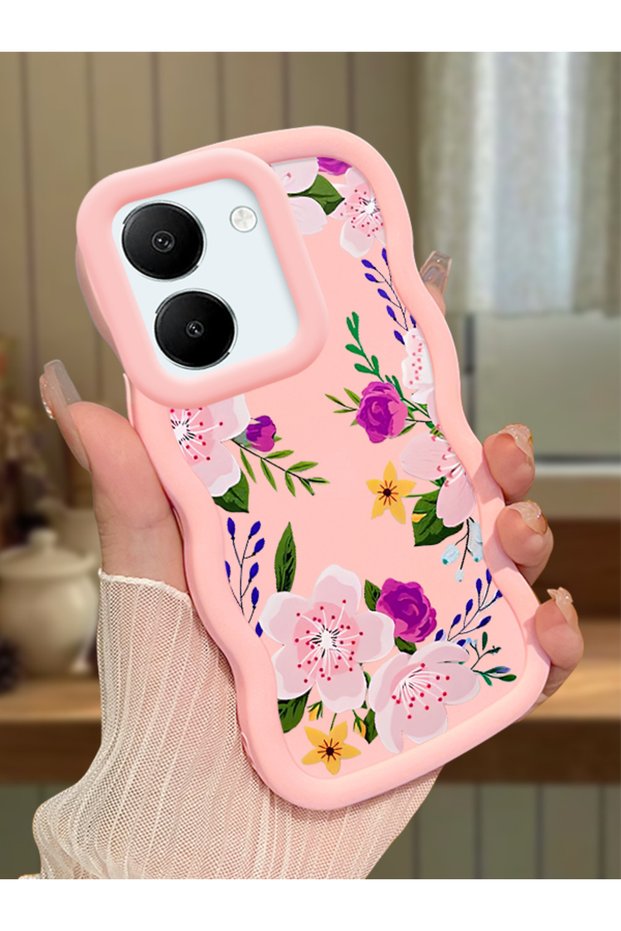 Vivo Y27S Compatible Case Camera Protector Pink Silicone Couple Phone Case Floral Pattern