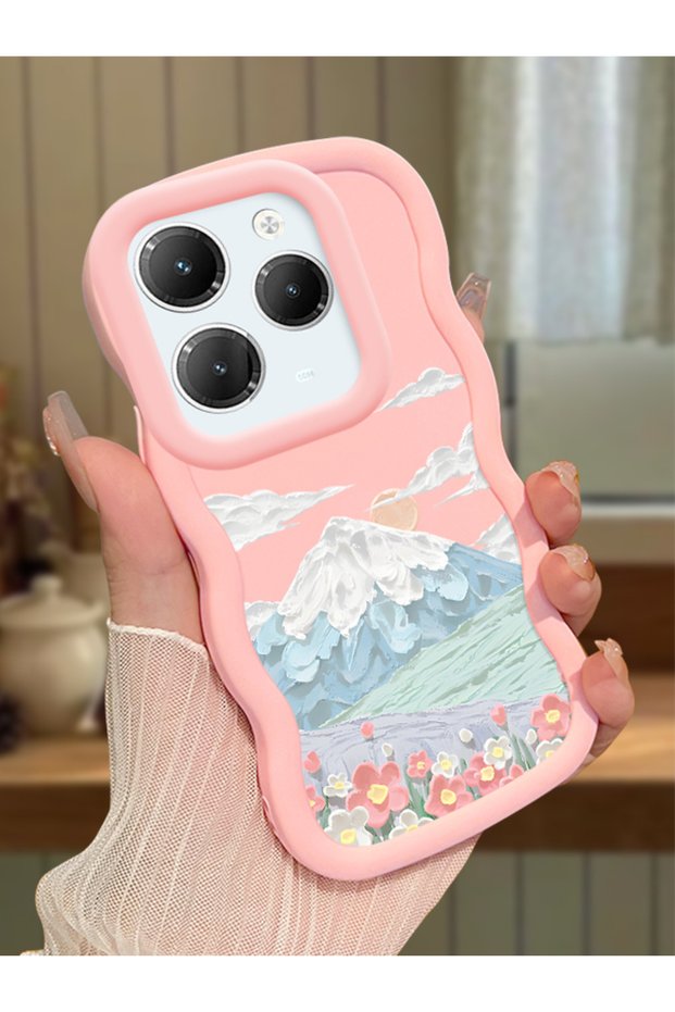 Infinix Hot 40 Pro Compatible Case Camera Protector Pink Silicone Couple Phone Case Landscape Pattern