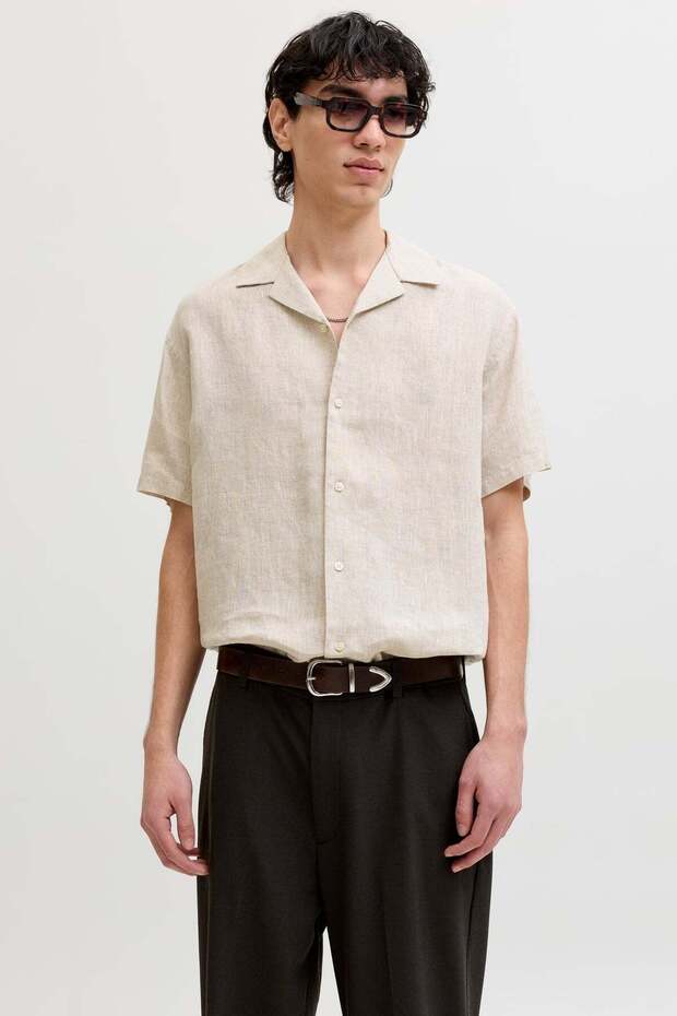 قميص Silver Lining للرجال JPRBLALAWRENCE LINEN RESORT S/S SHIRT SN رمز الموديل: 12295080Silver Lin