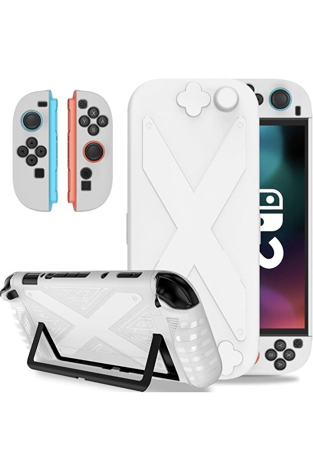 Protective Case for 2025 Nintendo Switch 2, PC + TPU Grip Cover Case Shockproof Non-Slip Protective Controller Skin for Nintendo Switch 2025 Protector, White